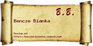 Bencze Bianka névjegykártya